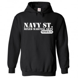 Navy St. Mixed Martial arts VENICE.CA Unisex Classic Kids and Adults Pullover Hoodie For Karate Lovers							 									 									